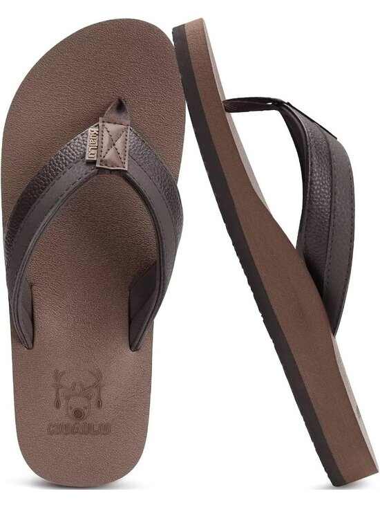 Men\'s Brown Reddish Yoga Mat Flip Flops Slip On Indoor Outdoor Sandal Slipper main image 5